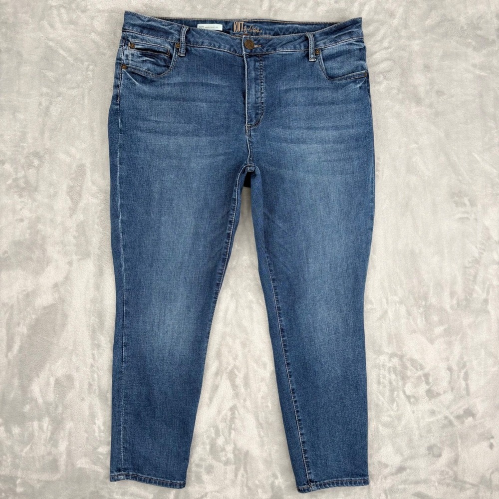 KUT from the Kloth Jeans Womens 14W Blue Katy Ankle Straight Leg Stretch Classic